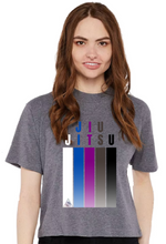 Load image into Gallery viewer, Women&#39;s Boxy JJ Stripes T-shirt - Gray
